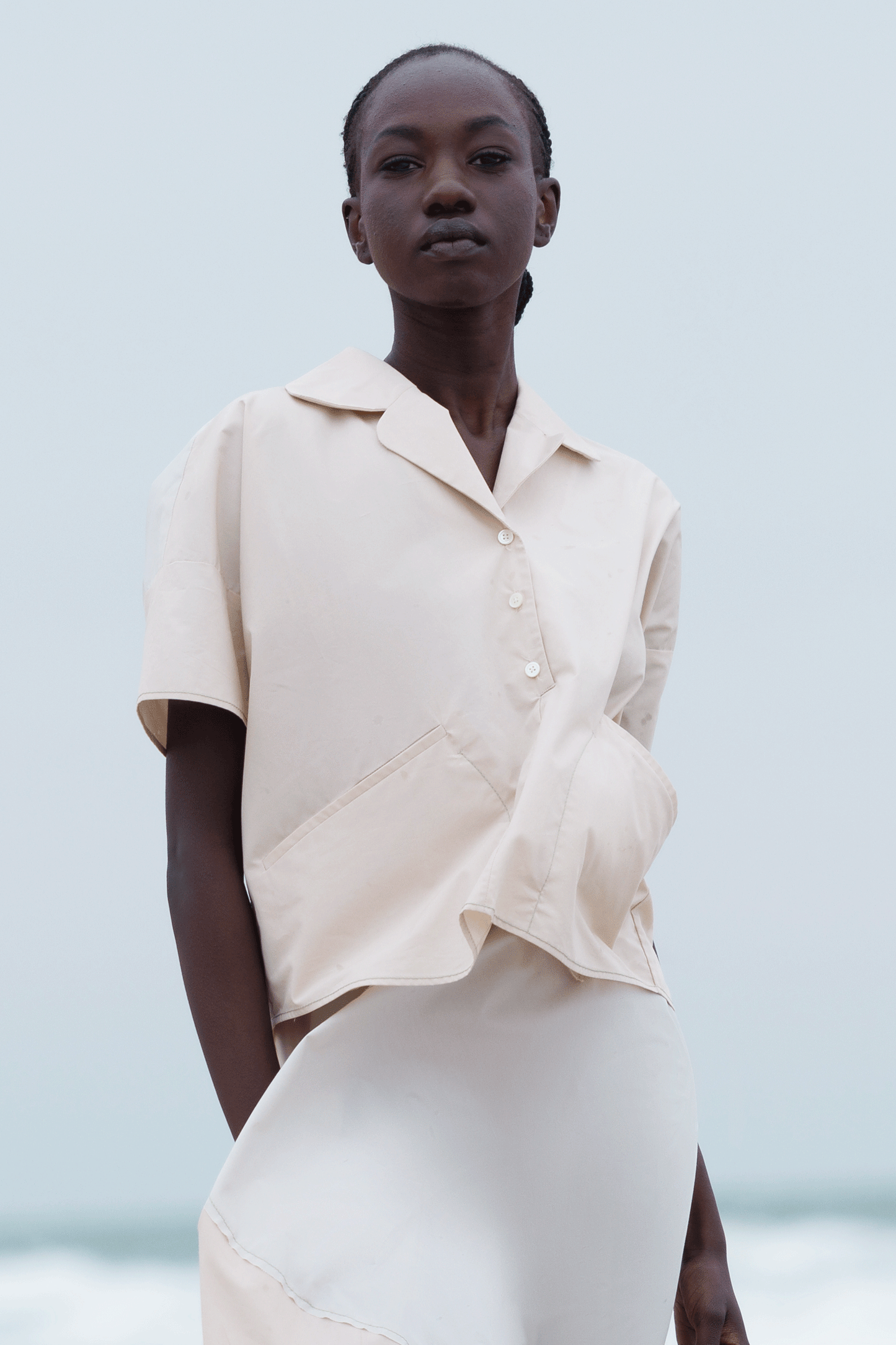 Button Top Beige